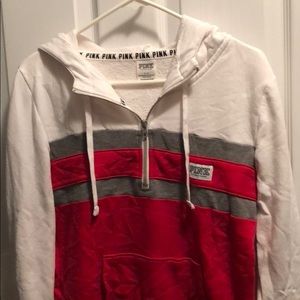 Red Grey and White quarter zip from VS pink